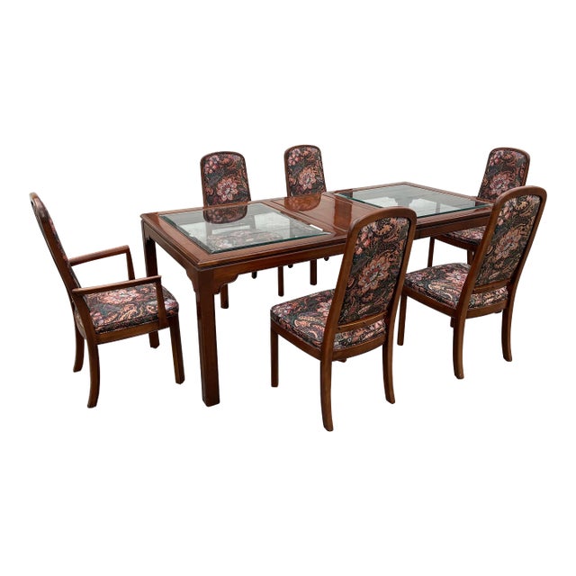 1990s Ethan Allen Canova Dining Set Table and 6 Chairs - Set of 7 For Sale