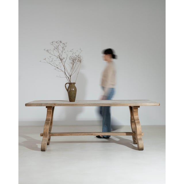 French Country Oak Harp Dining Table France 1970s For Sale - Image 3 of 14