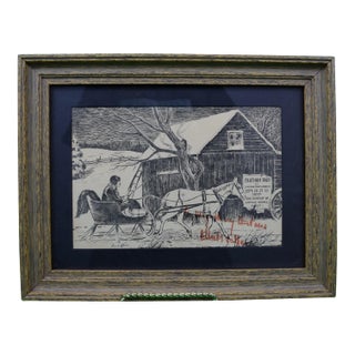 1859 Chatham Fair Christmas Sleigh Scene Engraving For Sale