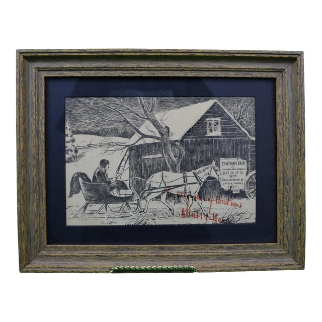 1859 Chatham Fair Christmas Sleigh Scene Engraving For Sale