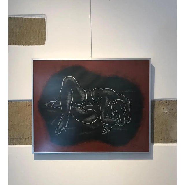 Work on paper Silver aluminum frame with glass pane 40,5 x 50,5 x 2 cm This piece is attributed to the mentioned...