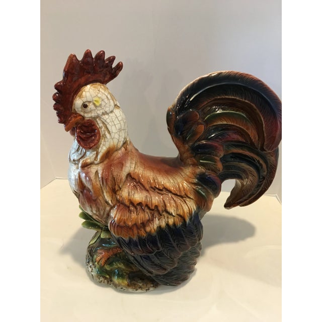 Copper Vintage Italian Hand Painted Rooster - 16” For Sale - Image 8 of 8
