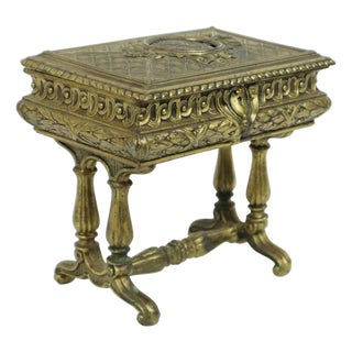 Antique Jewelry Box in Bronze-Colored Metal, France, 1890s For Sale