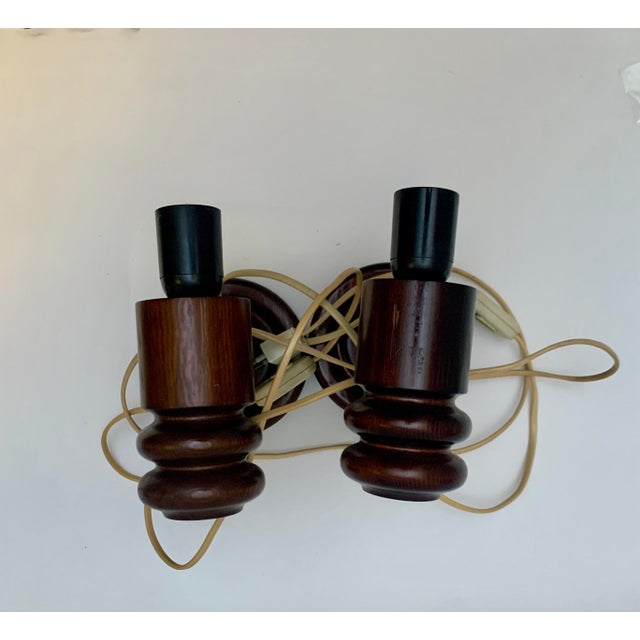 Mid-Century Modern Set of Swedish Pine Wood Sconces by Solbackens Svarveri, Sweden, 1970s For Sale - Image 3 of 12