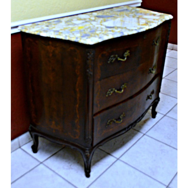 Antique French Marble Top Chest of Drawers For Sale In Miami - Image 6 of 8