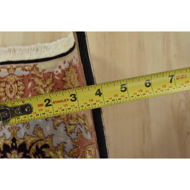 Fine Tabriz Rug 3’4” X 4’10” Black Wool/Silk Traditional Hand-Knotted Carpet For Sale - Image 10 of 12