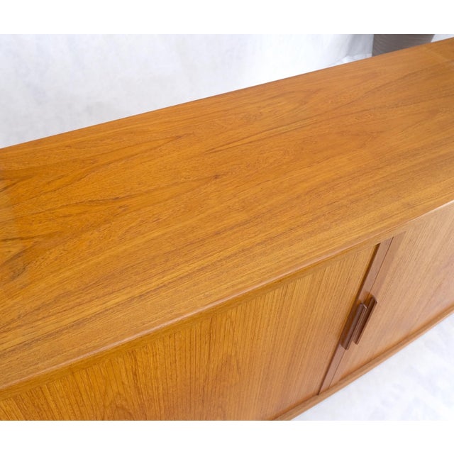 Danish Mid-Century Modern teak credenza Tambour doors hutch mint.