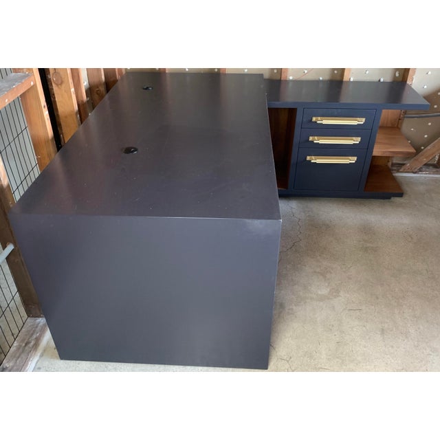 Green Modern L Shaped Painted Wood Desk For Sale - Image 8 of 9