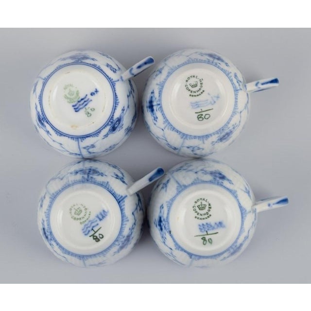Ceramic Blue Fluted Plain Coffee Cups with Saucers in Porcelain from Royal Copenhagen, Set of 8 For Sale - Image 7 of 9