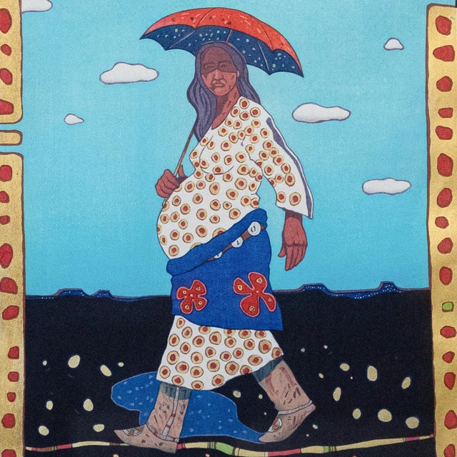 1970s Native American Kiowa/Caddo Peoples Woodcut in Colors "New Indian Art" Pop Art For Sale - Image 4 of 12