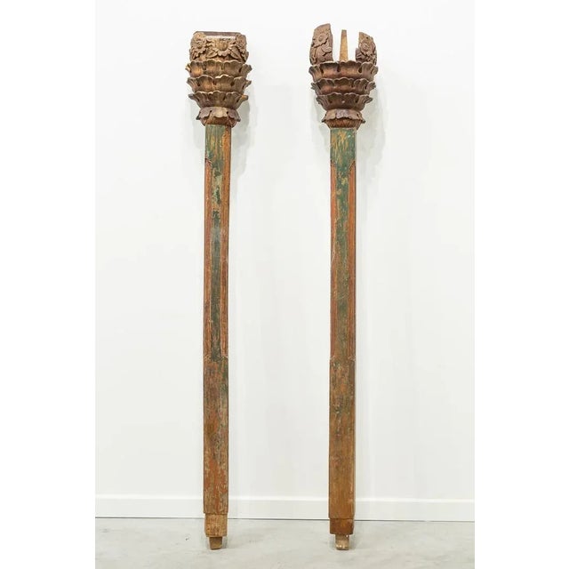 Indonesian Wood Columns, 1900s, Set of 2 For Sale - Image 9 of 9
