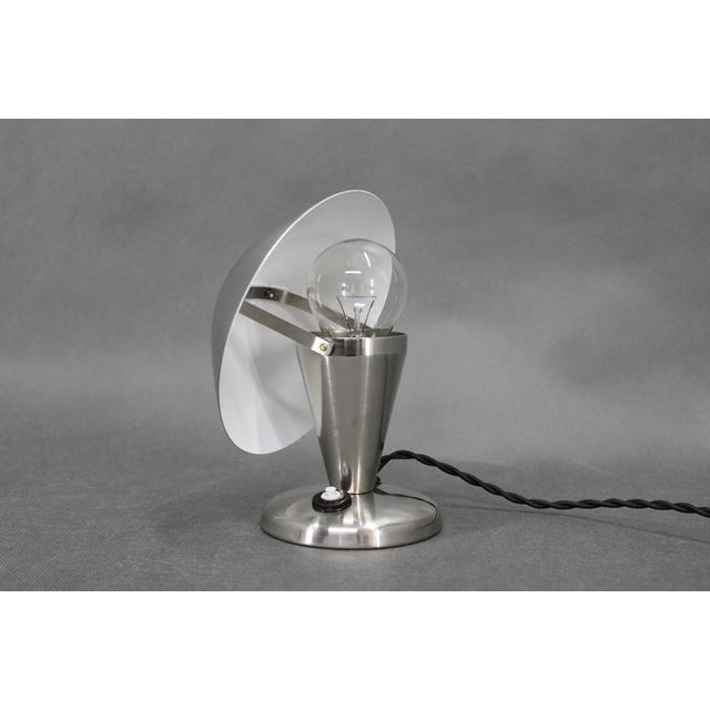 Czechoslovak Art Deco Chrome Table Lamp with Metal Shade, 1930s For Sale - Image 4 of 12