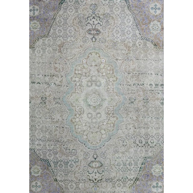 Traditional Vintage Turkish Rug With European Design in Various Shades of Lavender and Green For Sale - Image 3 of 7