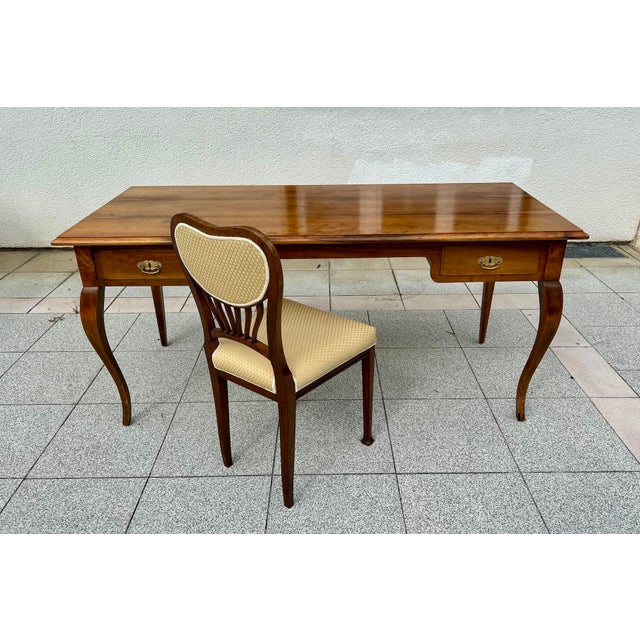 Brown Biedermeier Desk in Brown Walnut, 1930s For Sale - Image 8 of 9