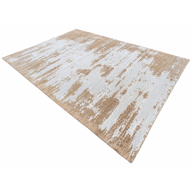 Tan Rh Kasir Wool & Silk Rug – 10' X 14' Wheat/Camel | Hand-Knotted Wool & Silk For Sale - Image 8 of 18
