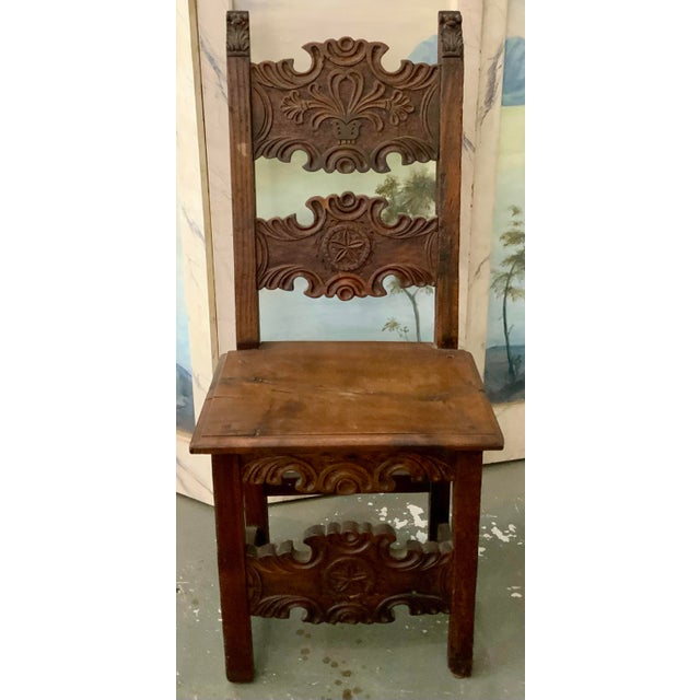 Renaissance Antique Italian Renaissance 17th Century Walnut Side Chair For Sale - Image 3 of 11