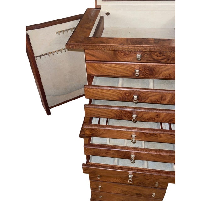 Brown Agresti Lo Scrigno Briar & Mahogany Jewelry Armoire. Italy, 21st Century. For Sale - Image 8 of 14