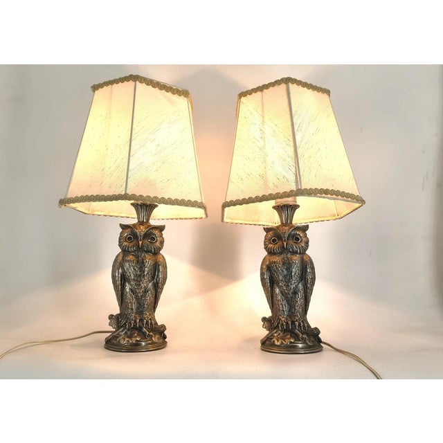 Silver Owl Lamps from Loevsky & Loevsky, 1960s, Set of 2 For Sale - Image 4 of 11