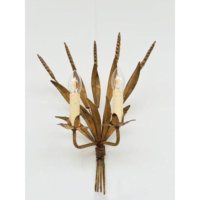 Gilt Metal Wall Sconces, 1960s, Set of 2 For Sale - Image 4 of 13