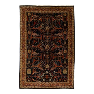16x25 Modern Bidjar Style Navy Blue & Rust Wool Area Rug Geometric Lattice For Sale