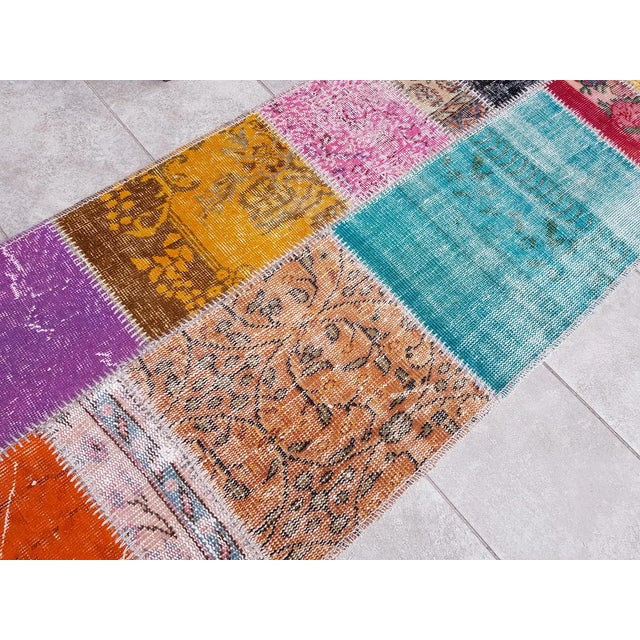 Turkish Vintage Colourful Oushak Runner For Sale - Image 3 of 10