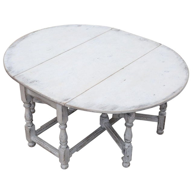 Large Antique Swedish Drop-Leaf Gateleg Dining Table, 1920s For Sale - Image 3 of 14