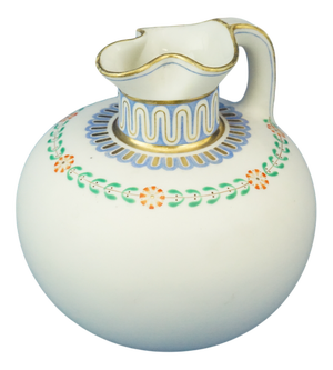 Classical Style Parian Jug in White Biscuit Porcelain with Gold Details, 19th Century