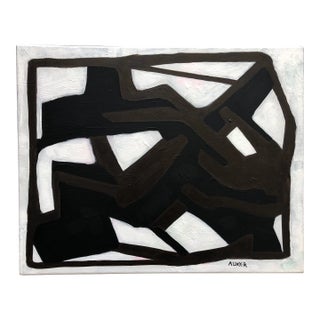Contemporary Abstract Artwork “Composition 2 in Black and White” by Cassandra Auker, Acrylic on Canvas For Sale