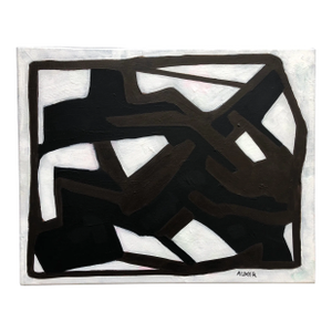 Contemporary Abstract Artwork “Composition 2 in Black and White” by Cassandra Auker, Acrylic on Canvas