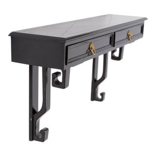 Black Wall-Mount Console with Greek Key Motif For Sale
