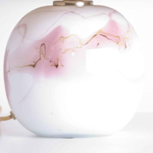 1970s White and Pink Glass Table Lamp from Holmegaard, 1970s For Sale - Image 5 of 13
