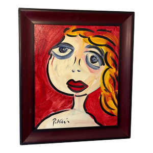 1970s Abstract Painting on Canvas by Peter Keil ~Framed