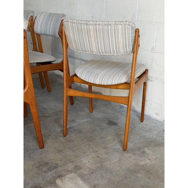 Wood In Style of Erik Buch Model 46 Teak Dining Chairs Set of 6 Fabric Wooden Seating Denmark Mid-Century Modern 1960s For Sale - Image 7 of 10
