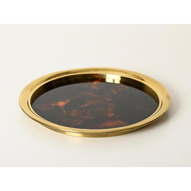 Round Serving Tray in Tortoiseshell Effect from Christian Dior, 1970s For Sale - Image 3 of 12