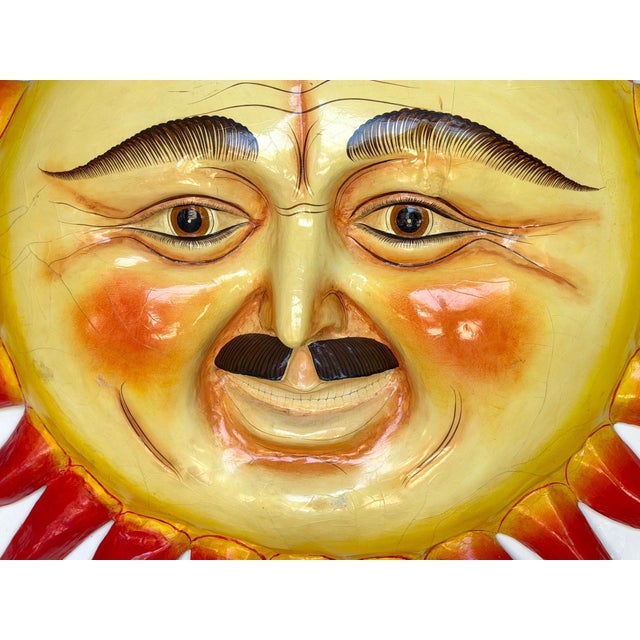 Monumental Signed Sergio Bustamante "Un Hombre con Bigote" Smiling Sun Sculpture For Sale - Image 16 of 18