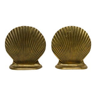 Vintage Brass Seashell Bookends - A Pair For Sale