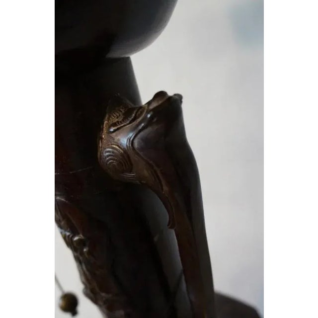 Metal 1920s Japanese Bronze Vase Made Into Lamp For Sale - Image 7 of 13
