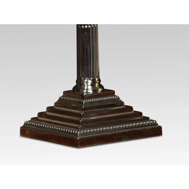 Silver Plate Corinthian Column Table Lamp, 1920s For Sale - Image 3 of 7