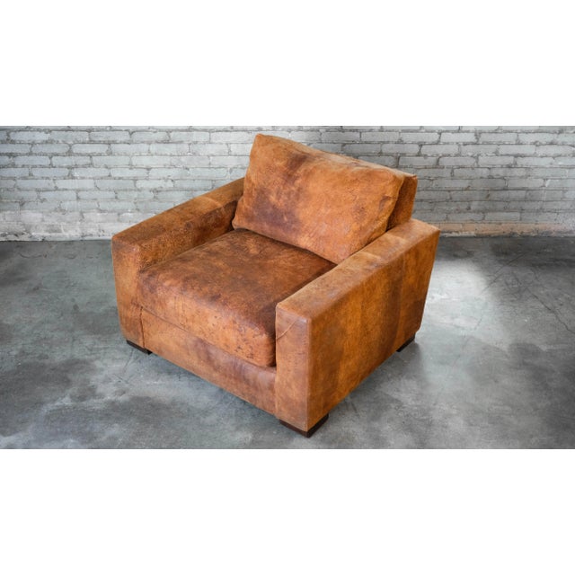 Brown Restoration Hardware Destroyed Italian Leather Maxwell Chair For Sale - Image 8 of 18
