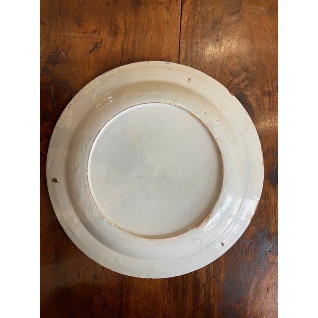 Antique English Delft Polychrome Delft Charger For Sale - Image 4 of 5