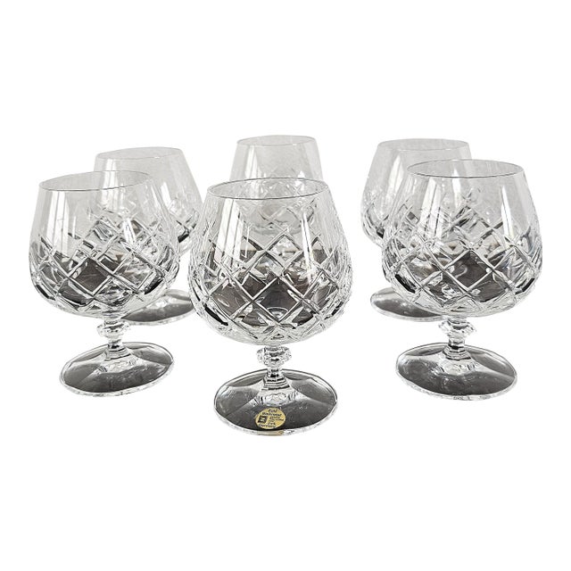 Pristine 1983 Schott Zwiesel German 24% Lead Crystal Brandy Snifters - Set of 6 For Sale