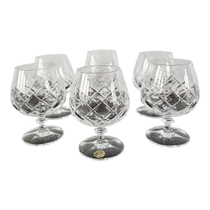 Pristine 1983 Schott Zwiesel German 24% Lead Crystal Brandy Snifters - Set of 6