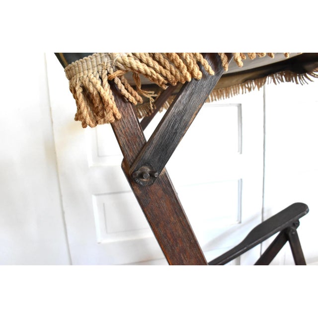 Antique Folding Striped Lawn Chair With Canopy For Sale - Image 9 of 13