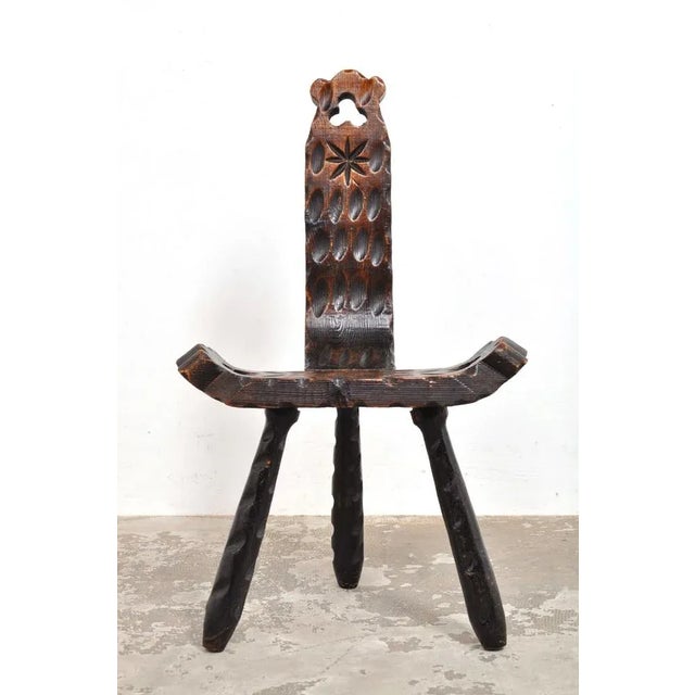 Spanish Brutalist Wooden Chair, 1960s For Sale - Image 11 of 11