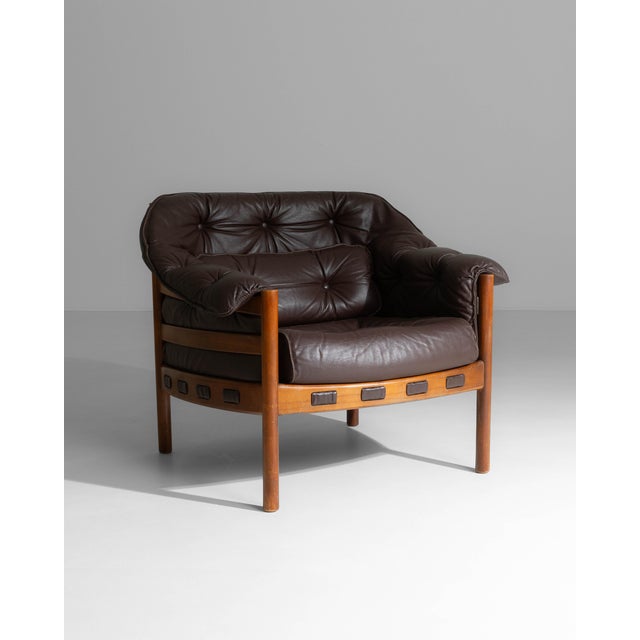 Animal Skin 1960s Chocolate Brown Danish Mid-Century Modern Armchair Attributed to Ellekær & Norell for Coja For Sale - Image 7 of 18