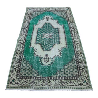 1960s Bohemian Style Handknotted Vintage Oushak Rug For Sale