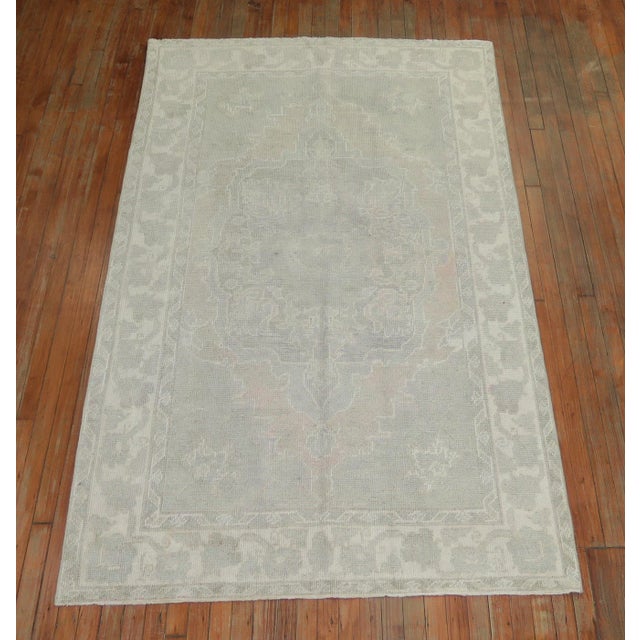 Pale Vintage Turkish Oushak - 4' x 7'11" For Sale - Image 4 of 12