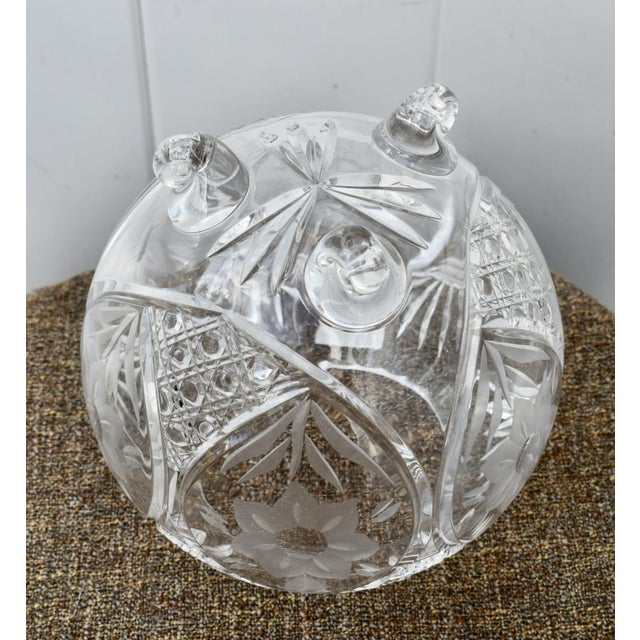 Vintage Irena Heavy Cut Crystal Round Footed Bowl For Sale - Image 4 of 13