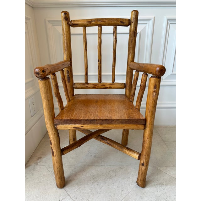 Vintage Handmade Small (Child) Size Rustic Carved Log Wood Chair For Sale - Image 18 of 18