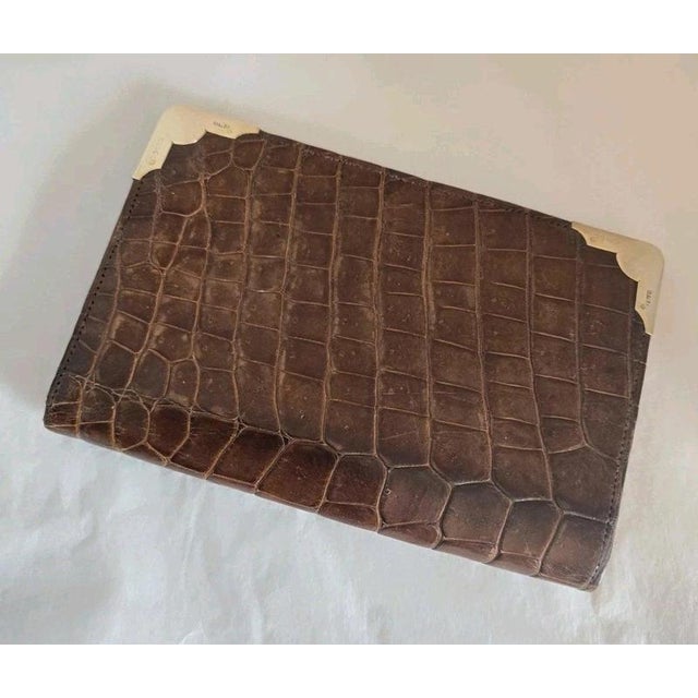 Antique Early 20th Century Crocodile Skin & 9ct Gold Gentlemans Wallet For Sale - Image 6 of 18